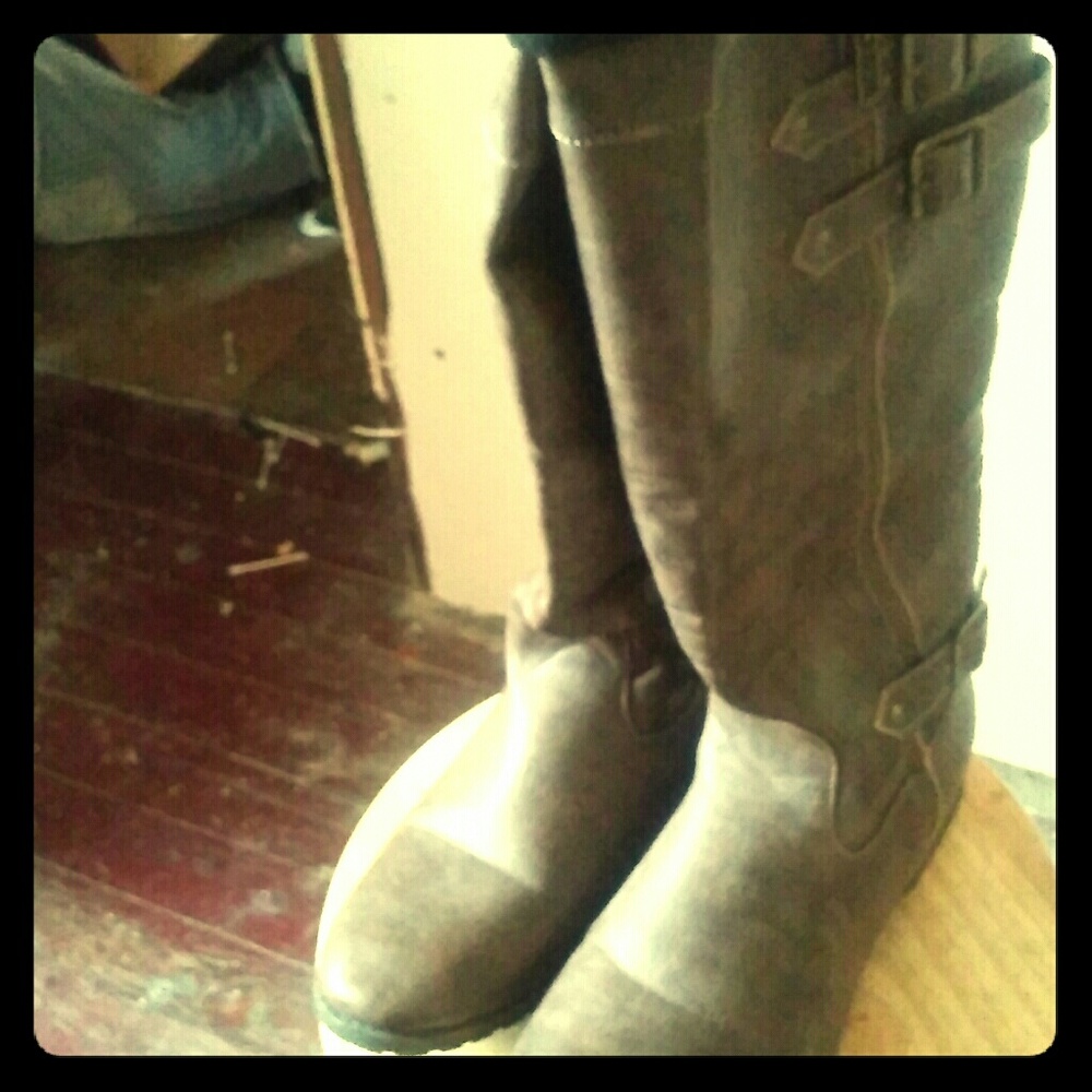 Brown knee high boots